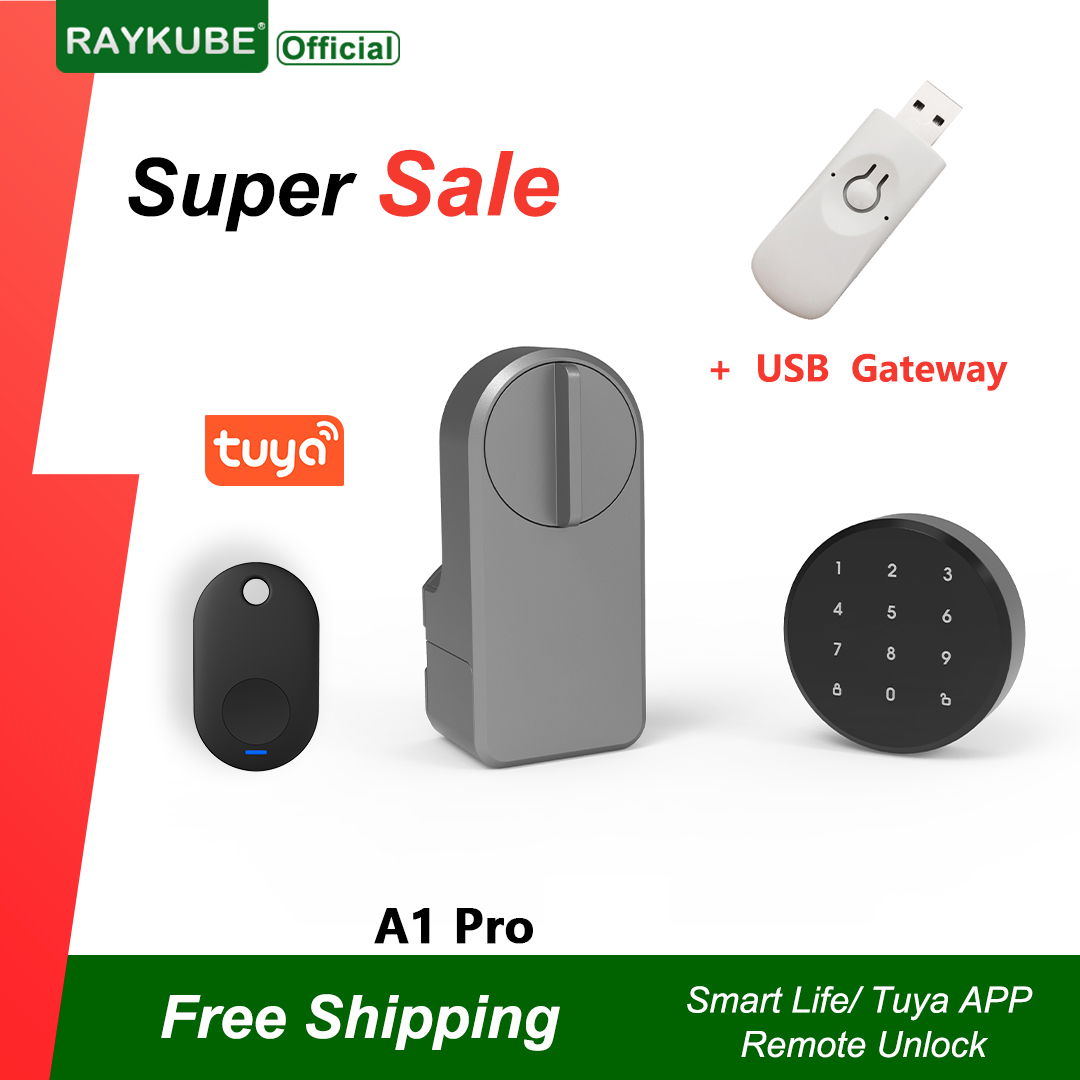 Glass Door Hinge - مجموعة قفل الباب الذكي RAYKUBE A1